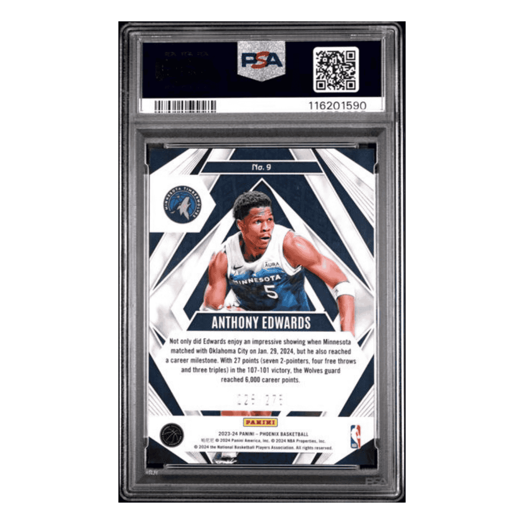 Anthony Edwards PSA 9 2023 Panini Phoenix Paragon Maroon Ice #d /275 Card #9