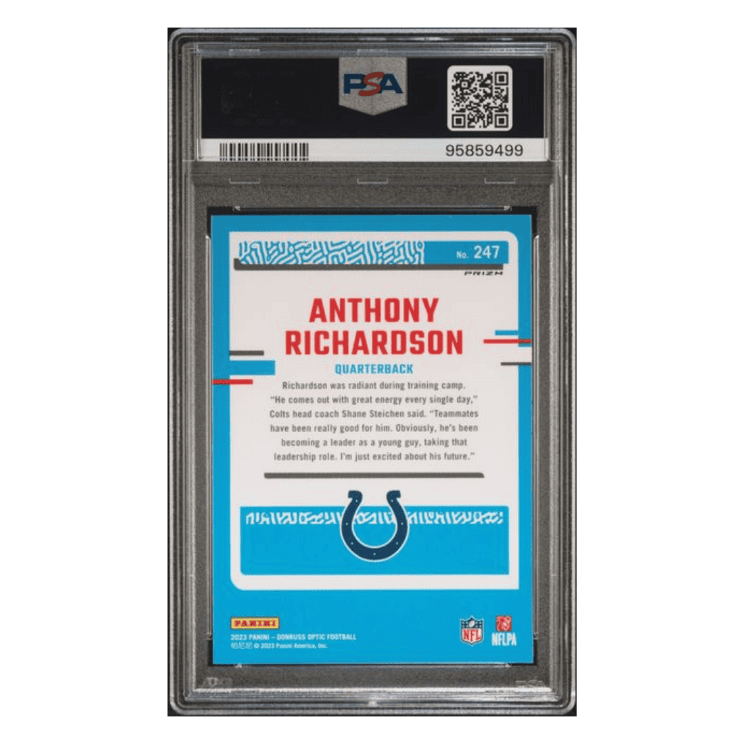 Anthony Richardson PSA 10 2023 Panini Donruss Optic Blue Hyper Rated Rookie Card #247
