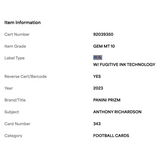 Anthony Richardson PSA 10 2023 Panini Prizm Rookie RC Card #343