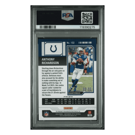 Anthony Richardson PSA 8 2023 Panini Contenders Optic Autograph Orange Rookie RC #5/ 50 Card #102