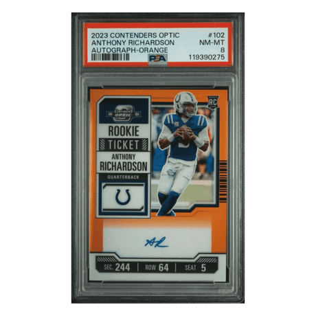Anthony Richardson PSA 8 2023 Panini Contenders Optic Autograph Orange Rookie RC #5/ 50 Card #102