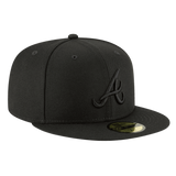 Atlanta Braves Black on Black New Era 59FIFTY Fitted Hat