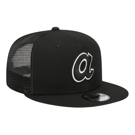 Atlanta Braves Trucker Meshback New Era Black 9FIFTY Adjustable Snapback Hat