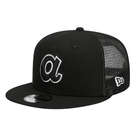 Atlanta Braves Trucker Meshback New Era Black 9FIFTY Adjustable Snapback Hat