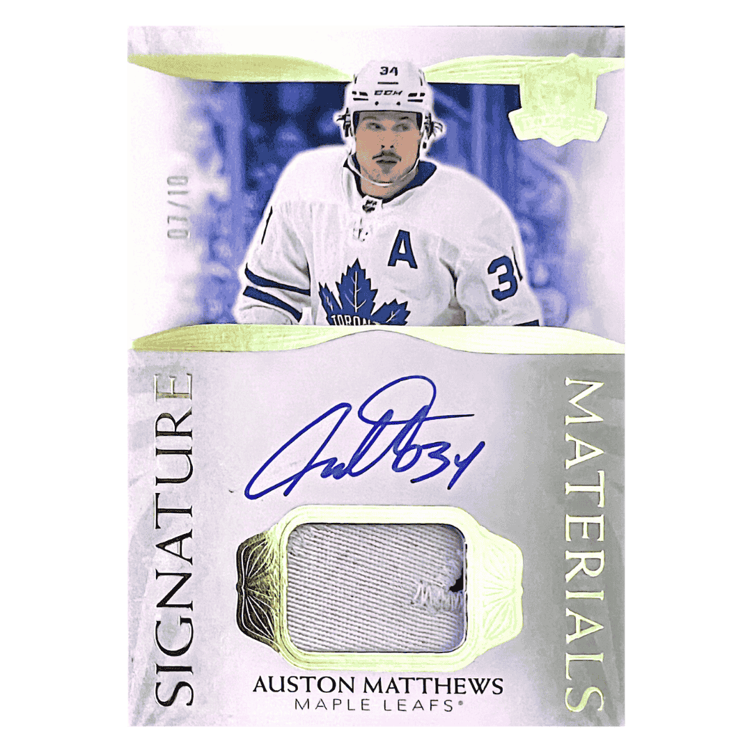 Auston Matthews 2021-22 Upper Deck The Cup Auto Patch Signature Material #D /10 Card #SP-AM