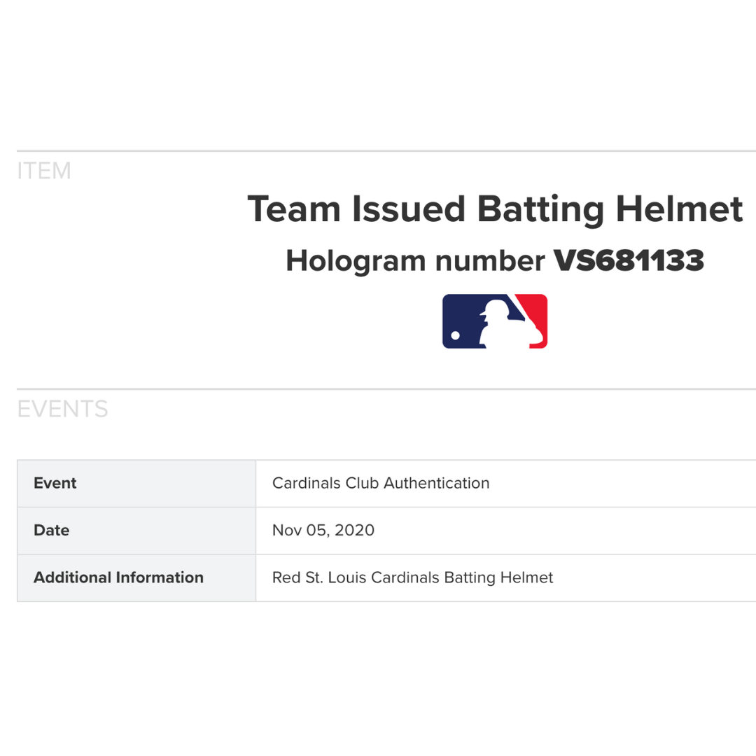 Tommy Edman St Louis Cardinals Autographed Game Used Rawlings Batting Helmet w/ "2020 Game Used" Inscription - JSA COA