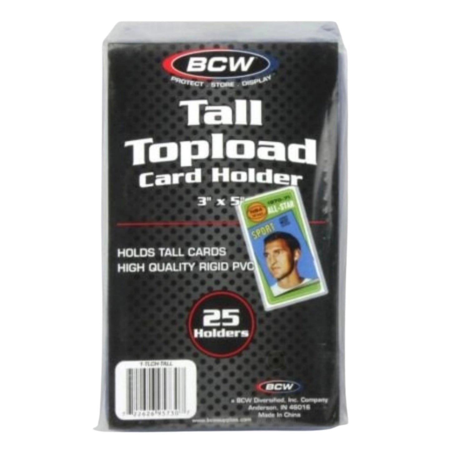 BCW Tall Toploader Trading Card Holder 3"x5" - 25 Pack