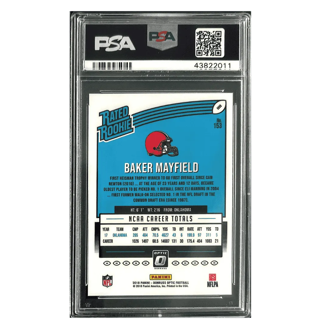 Baker Mayfield PSA 9 2018 Panini Donruss Optic Rated Rookie Card #153
