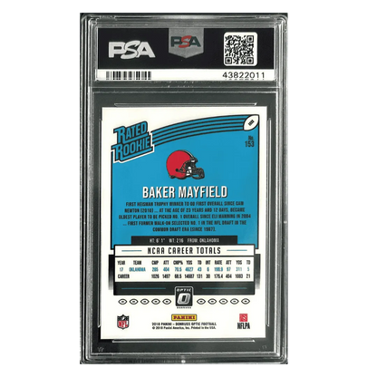 Baker Mayfield PSA 9 2018 Panini Donruss Optic Rated Rookie Card #153