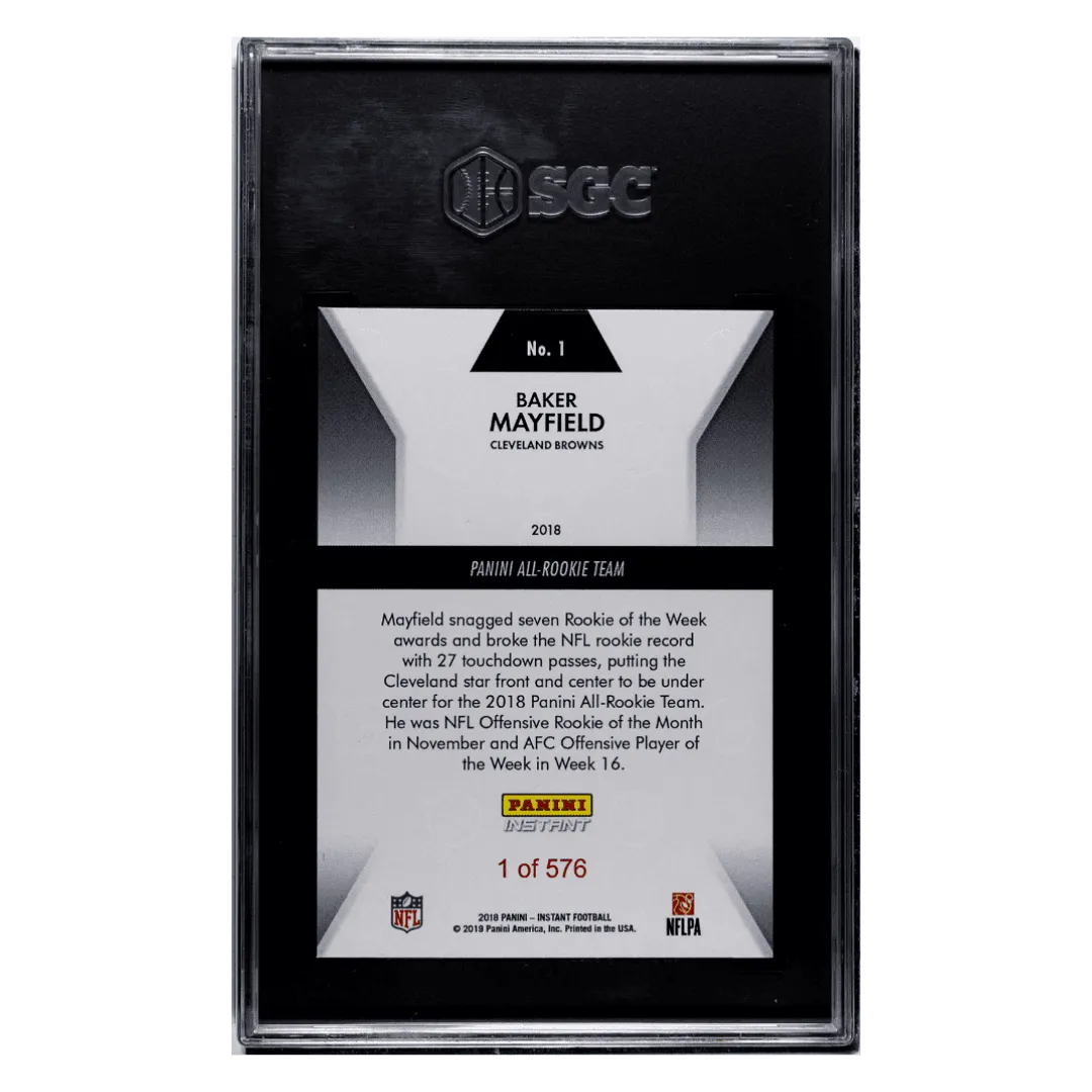 Baker Mayfield SGC 10 2018 Panini Instant Rookie RC #1/ 576 Card #1
