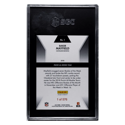 Baker Mayfield SGC 10 2018 Panini Instant Rookie RC #1/ 576 Card #1