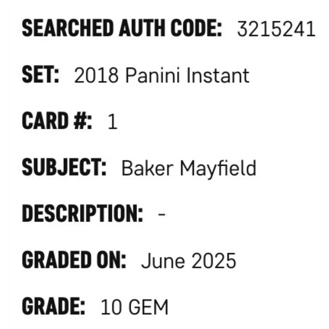 Baker Mayfield SGC 10 2018 Panini Instant Rookie RC #1/ 576 Card #1