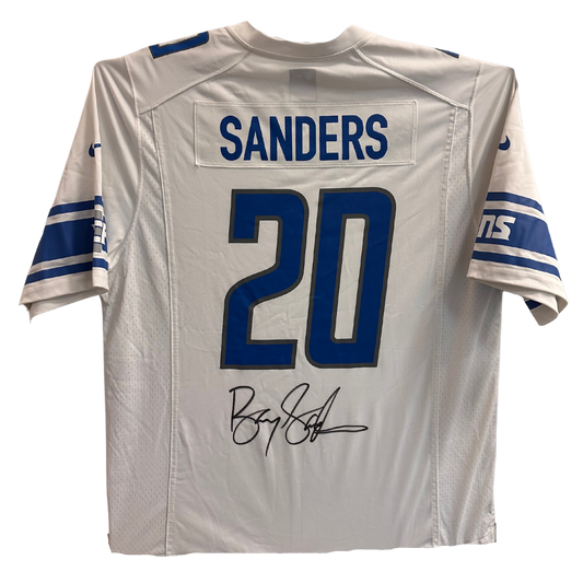 Barry Sanders Detroit Lions Autographed White Nike On Field Jersey - Beckett COA
