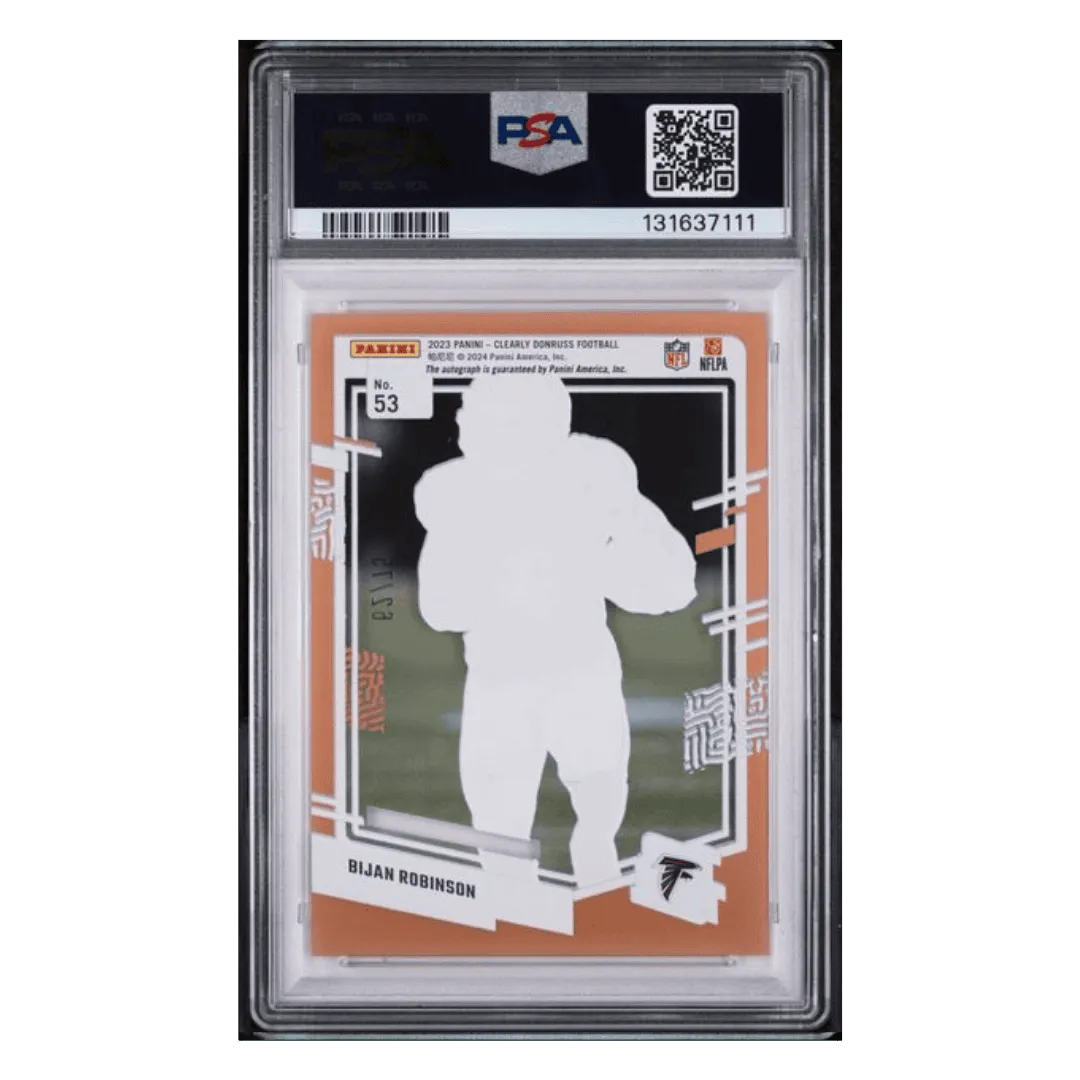 Bijan Robinson PSA 10 2023 Clearly Donruss Autograph Orange #d/ 75 Card #53