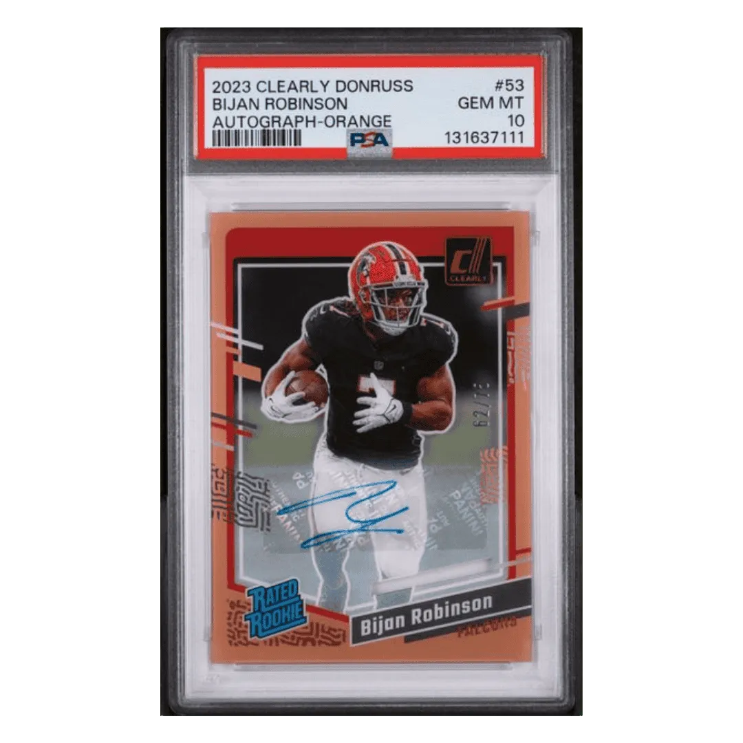 Bijan Robinson PSA 10 2023 Clearly Donruss Autograph Orange #d/ 75 Card #53