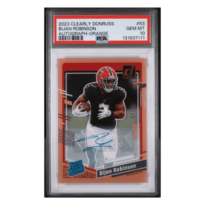 Bijan Robinson PSA 10 2023 Clearly Donruss Autograph Orange #d/ 75 Card #53
