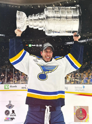 Jordan Binnington Unsigned Photo: Stanley Cup