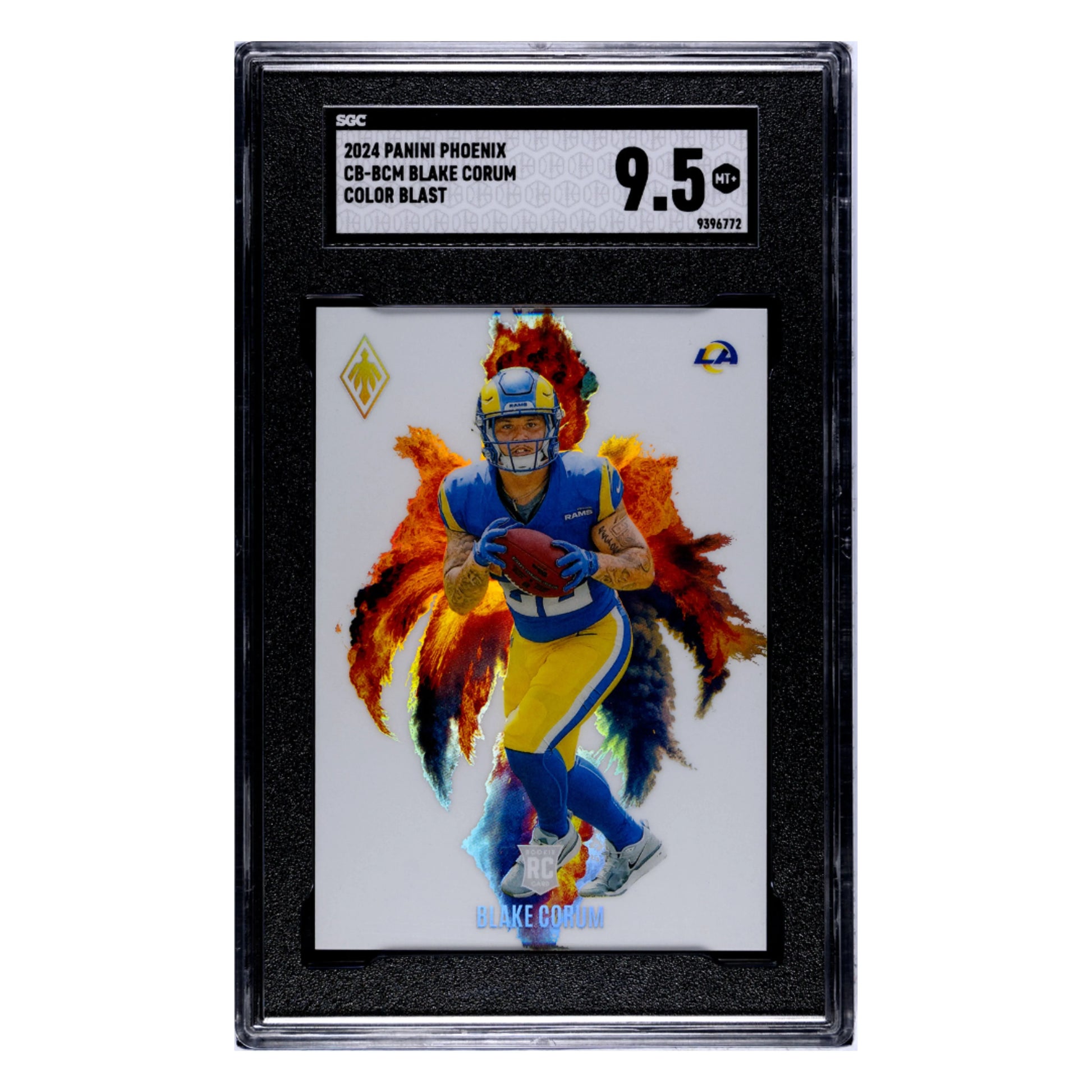 Blake Corum SGC 9.5 2024 Panini Phoenix Color Blast Rookie RC Case Hit Card #CB-BCM