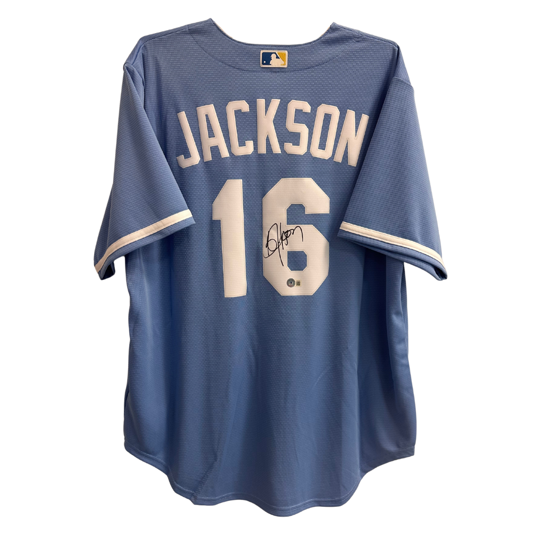 Bo Jackson Kansas City Royals Autographed Powder Blue Nike Replica Jersey - Beckett COA