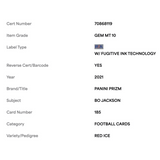 Bo Jackson PSA 10 2021 Panini Prizm Red Ice Card #185