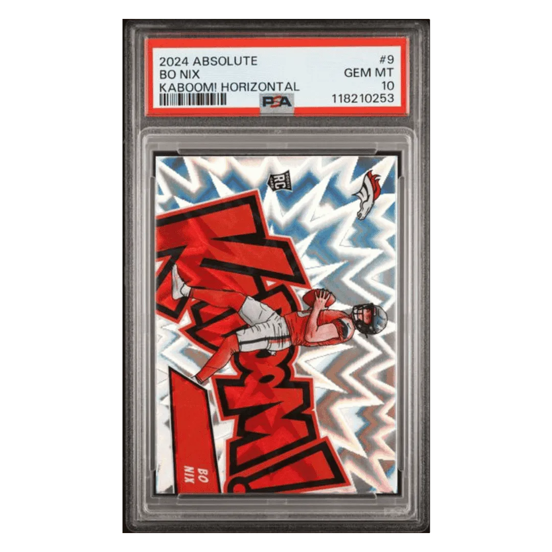Bo Nix PSA 10 2024 Panini Absolute Kaboom! Horizontal Rookie RC Card #9