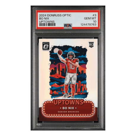 Bo Nix PSA 10 2024 Panini Donruss Optic Uptowns Rookie RC Card #3