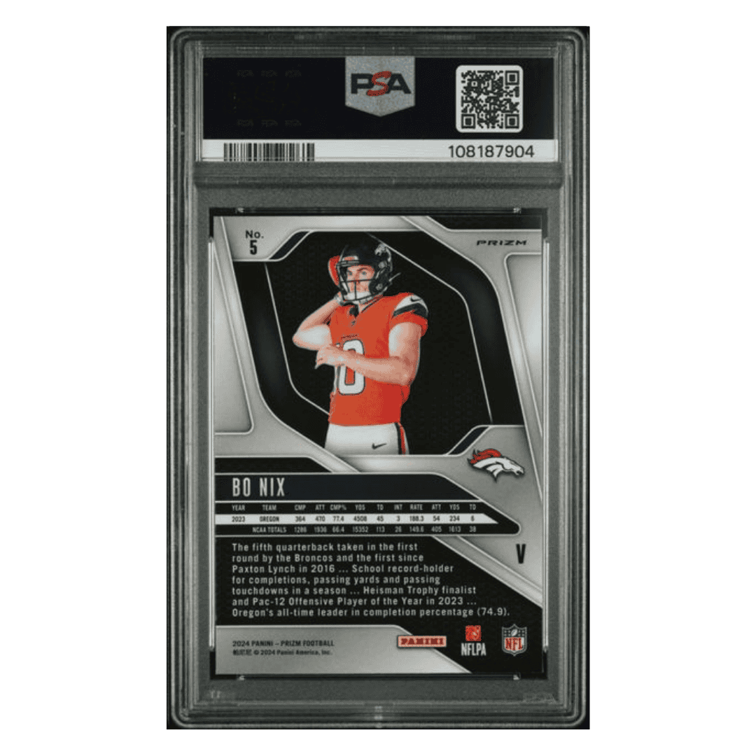 Bo Nix PSA 10 2024 Panini Prizm Rookie Variation Card #5