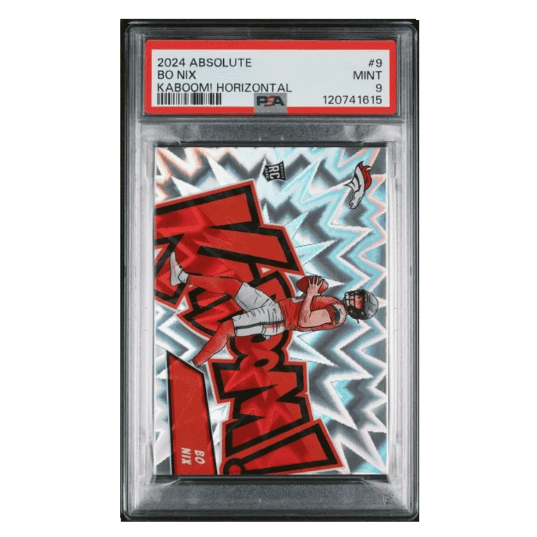 Bo Nix PSA 9 2024 Panini Absolute Kaboom! Horizontal Rookie RC Card #9