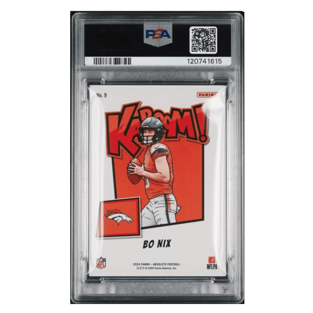 Bo Nix PSA 9 2024 Panini Absolute Kaboom! Horizontal Rookie RC Card #9