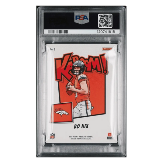 Bo Nix PSA 9 2024 Panini Absolute Kaboom! Horizontal Rookie RC Card #9