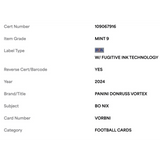Bo Nix PSA 9 2024 Panini Donruss Vortex Rookie RC Card #VORBNI