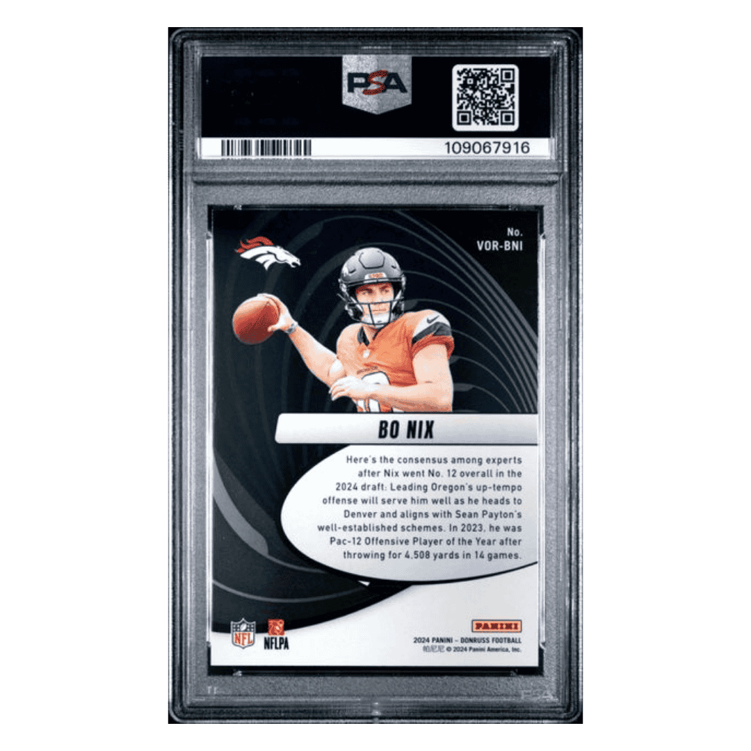 Bo Nix PSA 9 2024 Panini Donruss Vortex Rookie RC Card #VORBNI