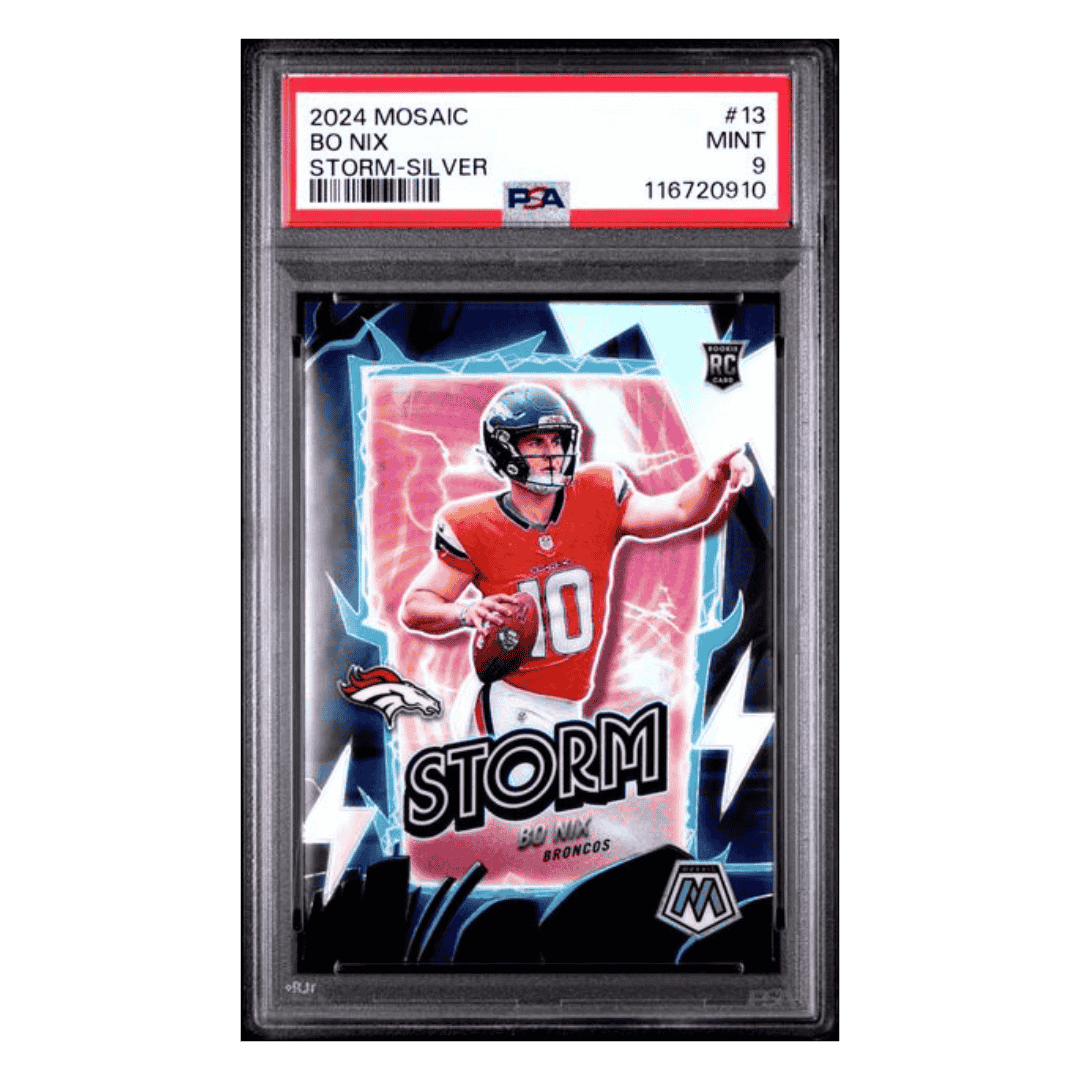 Bo Nix PSA 9 2024 Panini Mosaic Storm Silver Rookie RC Card #13