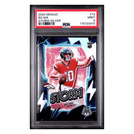 Bo Nix PSA 9 2024 Panini Mosaic Storm Silver Rookie RC Card #13