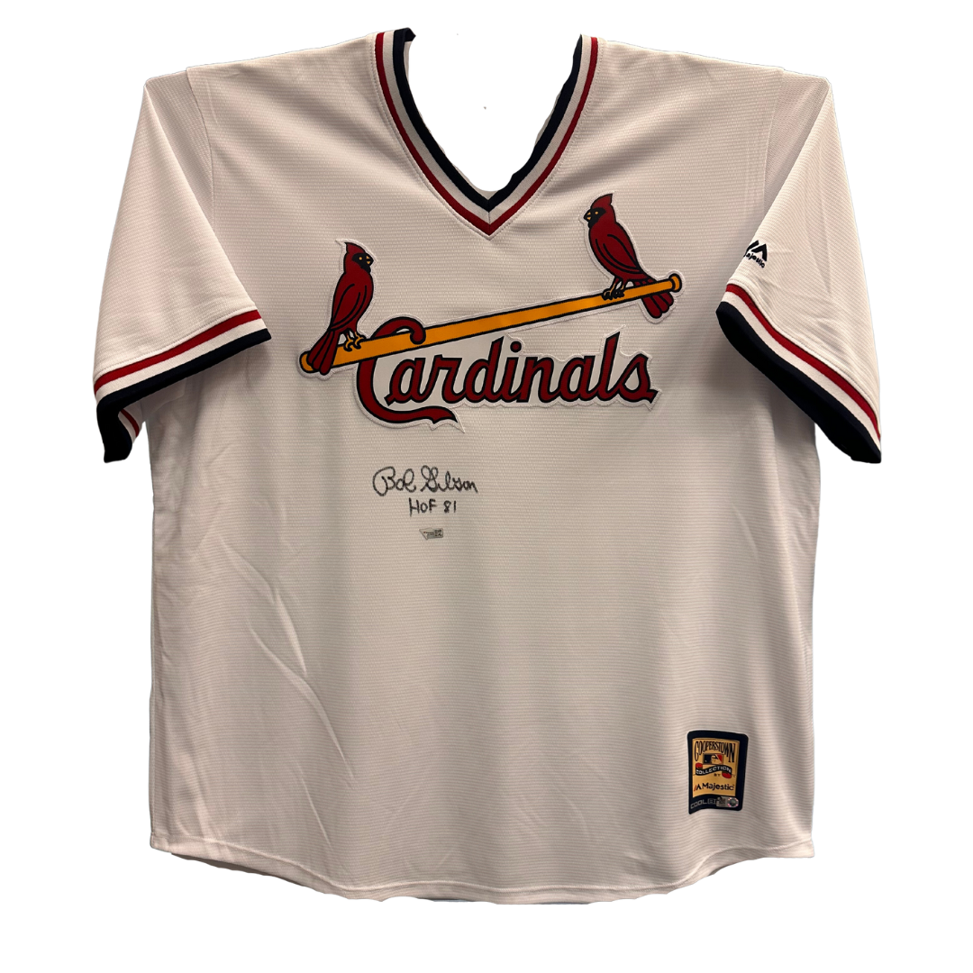 Bob Gibson St Louis Cardinals Autographed Cooperstown Collection Jersey w/ "HOF 81" Inscription - MLB & Fanatics COA