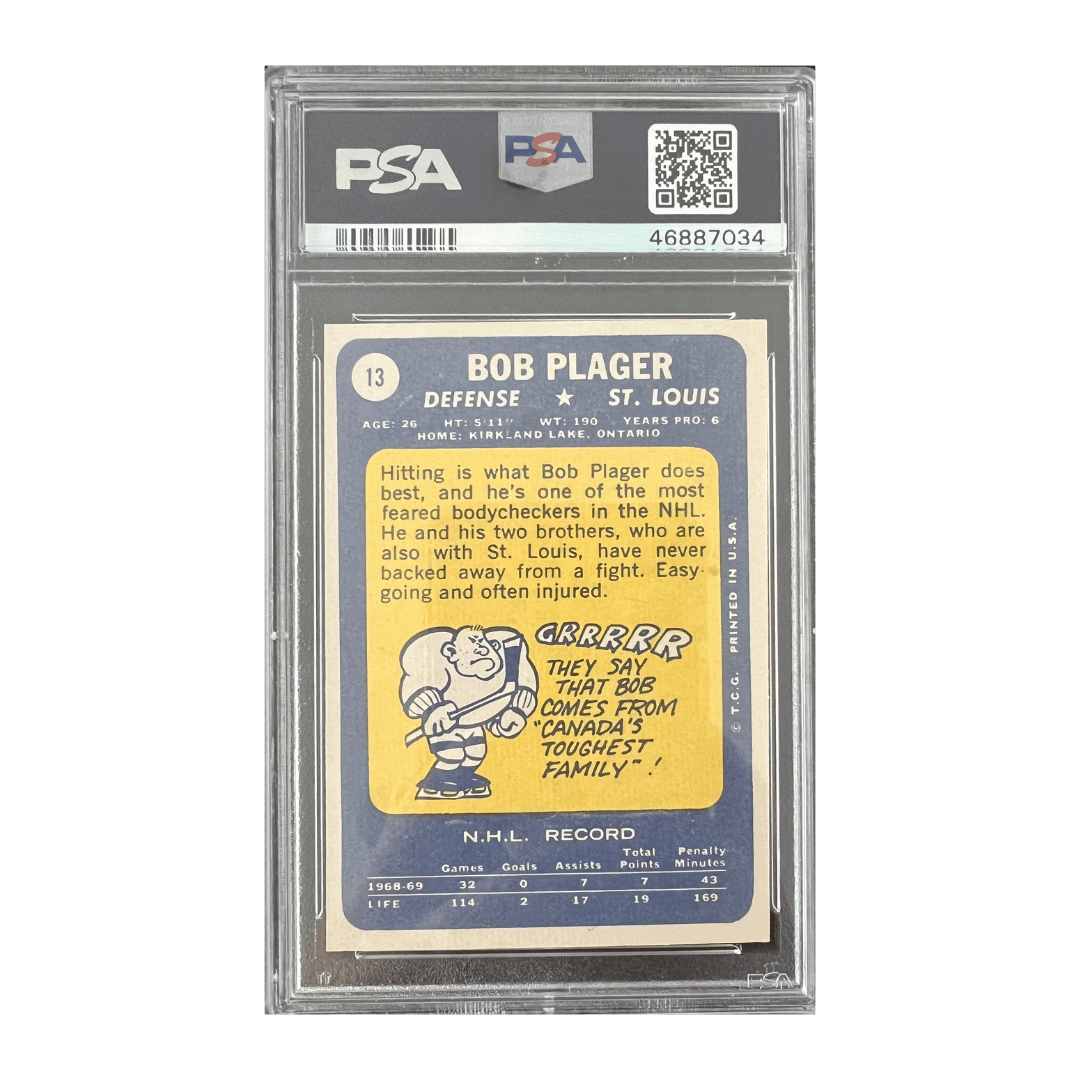 Bob Plager PSA 8 NEAR MINT 1969 Topps #13