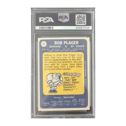 Bob Plager PSA 8 NEAR MINT 1969 Topps #13