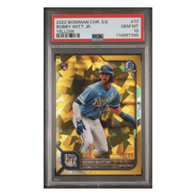 Bobby Witt Jr PSA 10 2022 Bowman Chrome Sapphire Edition Yellow Refractor Rookie RC #d /50 Card #77