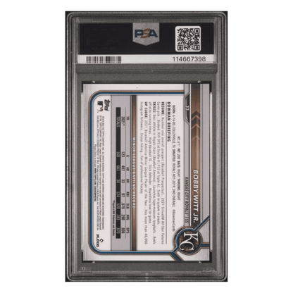 Bobby Witt Jr PSA 10 2022 Bowman Chrome Sapphire Edition Yellow Refractor Rookie RC #d /50 Card #77