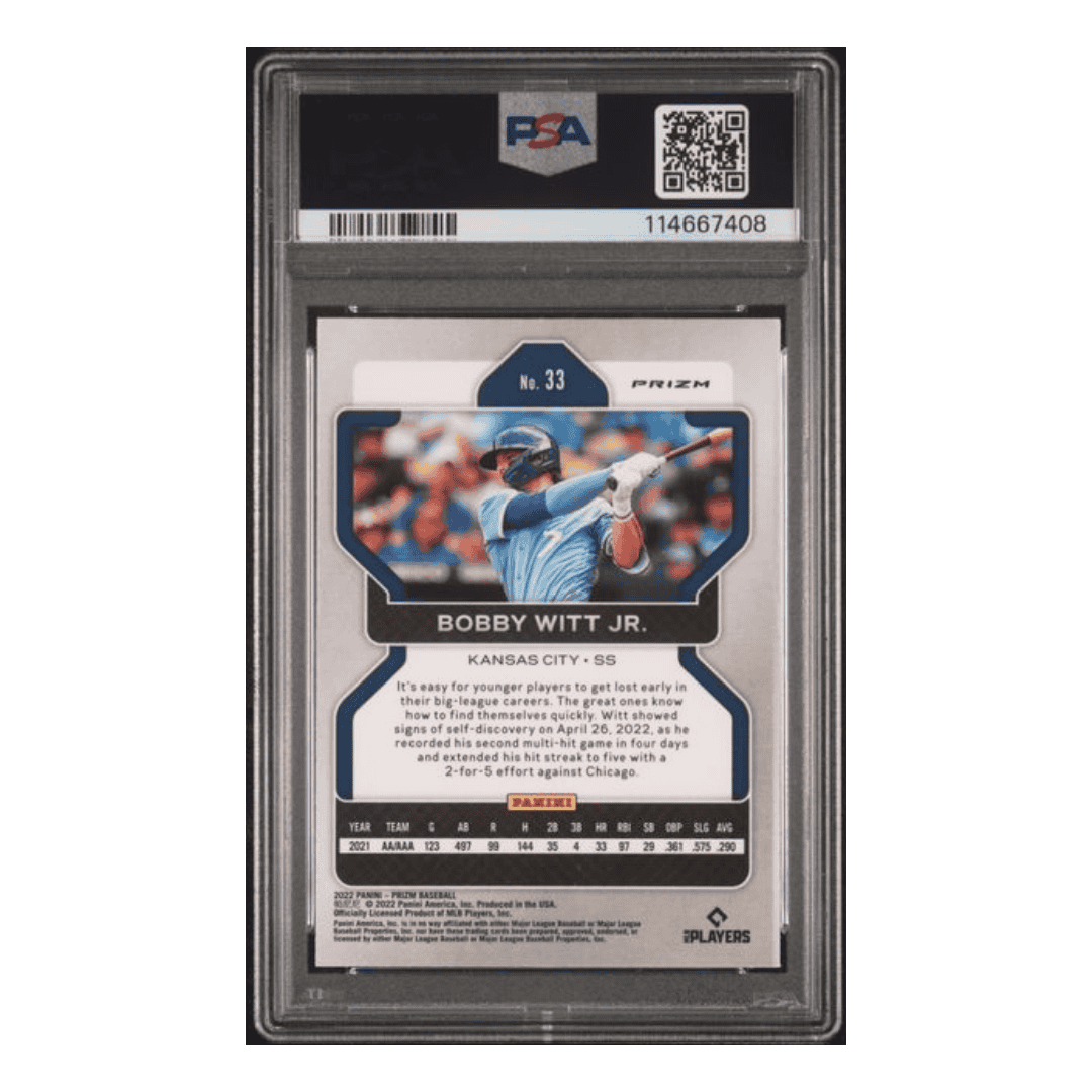 Bobby Witt Jr PSA 10 2022 Panini Prizm Purple Rookie RC Card #33