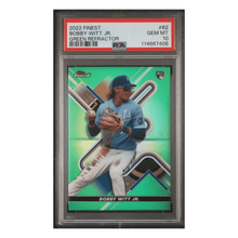 Bobby Witt Jr PSA 10 2022 Topps Finest Green Refractor Rookie RC #1/99 Card #62