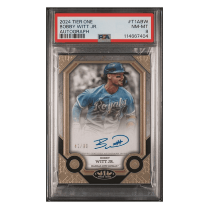 Bobby Witt Jr PSA 8 2024 Topps Tier One Autograph #d /99 Card #T1ABW