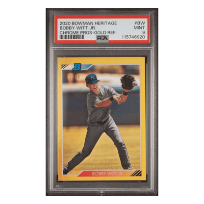 Bobby Witt Jr PSA 9 2020 Bowman Heritage Chrome Prospects Gold Refractor #d/50 Card #BW