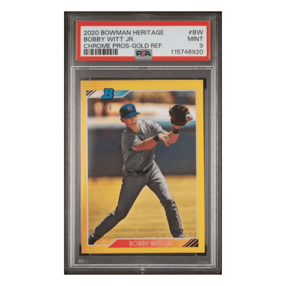 Bobby Witt Jr PSA 9 2020 Bowman Heritage Chrome Prospects Gold Refractor #d/50 Card #BW