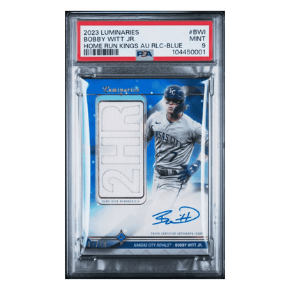 Bobby Witt Jr PSA 9 2023 Topps Luminaries Home Run Kings Autograph Relics Blue #d/10 Card #BWI