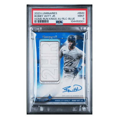 Bobby Witt Jr PSA 9 2023 Topps Luminaries Home Run Kings Autograph Relics Blue #d/10 Card #BWI