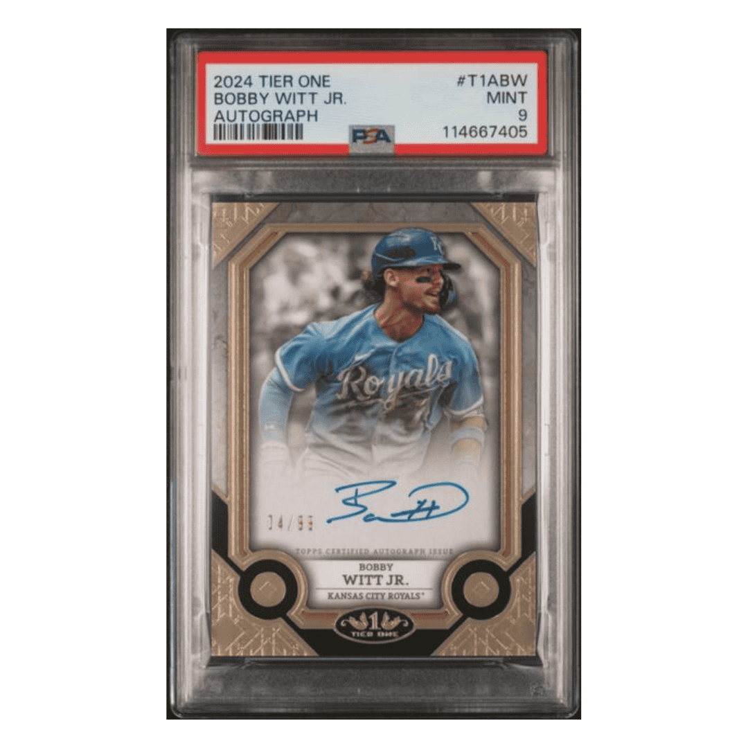 Bobby Witt Jr PSA 9 2024 Topps Tier One Autograph #d /99 Card #T1ABW