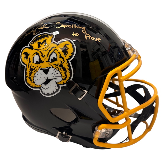 Brady Cook Missouri Tigers Autographed Full Size Sailor Tiger Speed Rep Helmet w/ "Something to Prove" Inscription - JSA COA