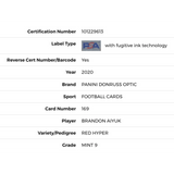 Brandon Aiyuk PSA 9 2020 Panini Donruss Optic Red Hyper Rated Rookie Card #169