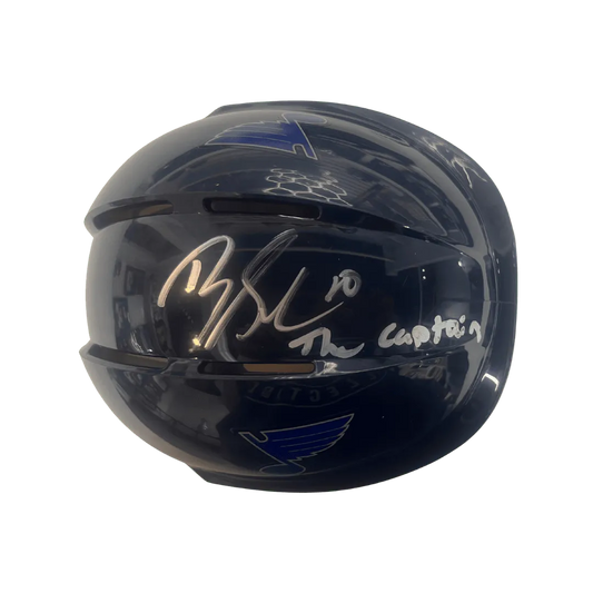 Brayden Schenn St Louis Blues Autographed Mini Replica Blue Helmet with Inscription - JSA COA